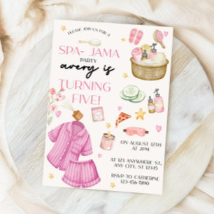 Invitación de cumpleaños para pijamada de spa rosa