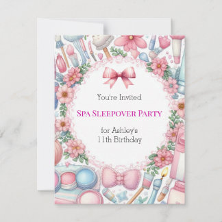 Invitación de cumpleaños para pijamada en Cute Bow