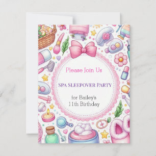 Invitación de cumpleaños para pijamada en spa para