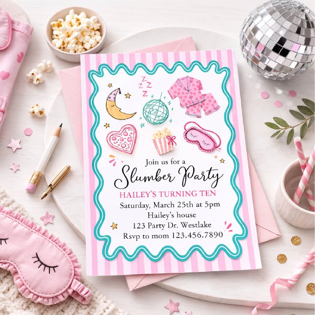 Invitación de cumpleaños para pijamada – Pijama ro (Subido por el creador)