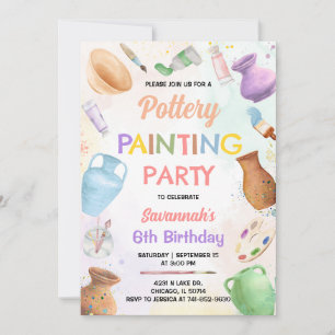 Invitación de cumpleaños para pintura de cerámica