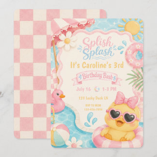 Invitación de cumpleaños para piscina de patos Spl