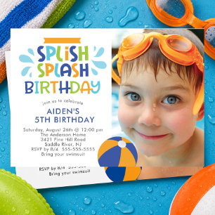 Invitación de cumpleaños para piscina Splish Splas