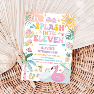 Invitación de cumpleaños para piscina tropical