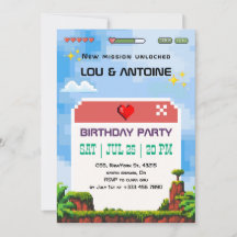 Invitación de cumpleaños para Pixel Gamer