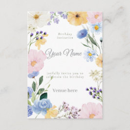 Invitación de cumpleaños para prado de flores silv