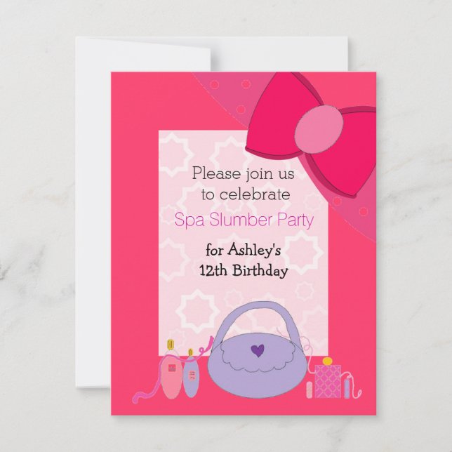 Invitación de cumpleaños para Pretty Bow Spa (Anverso)