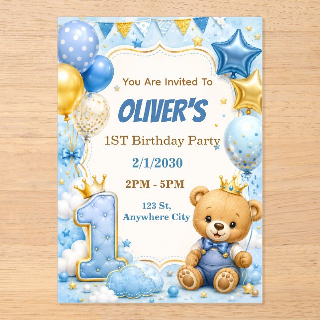 Invitación de cumpleaños para primera fiesta con g (Anverso)