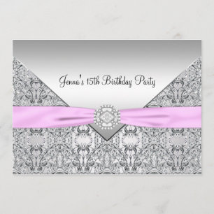 Invitación de cumpleaños para Quinceañera rosa