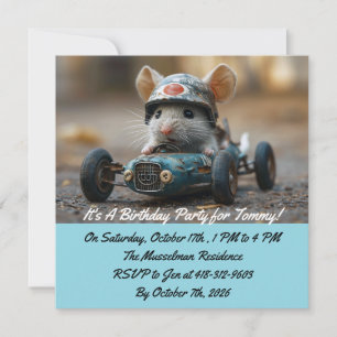 Invitación de cumpleaños para ratón de coche de ca