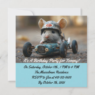 Invitación de cumpleaños para ratón de coche de ca