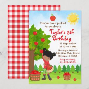 Invitación de cumpleaños para recoger manzanas par
