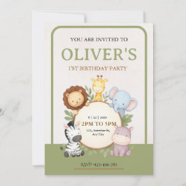 Invitación de cumpleaños para safari de animales l
