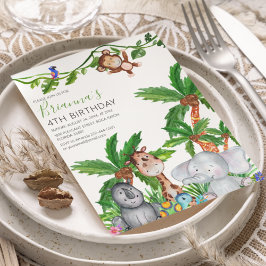 Invitación de cumpleaños para safari de animales p