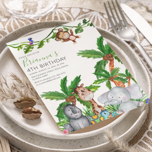 Invitación de cumpleaños para safari de animales p