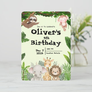 Invitación de cumpleaños para safari en la jungla