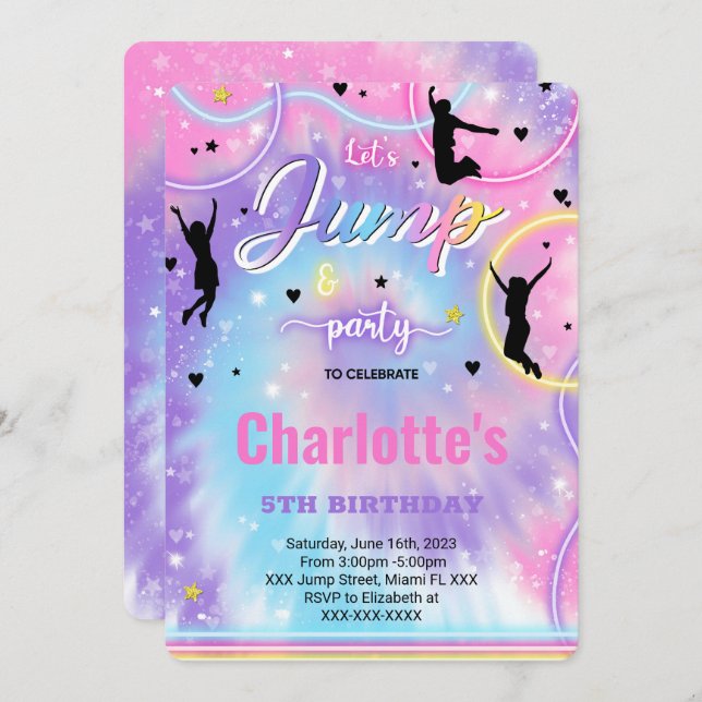 Invitación de cumpleaños para saltar (Anverso / Reverso)