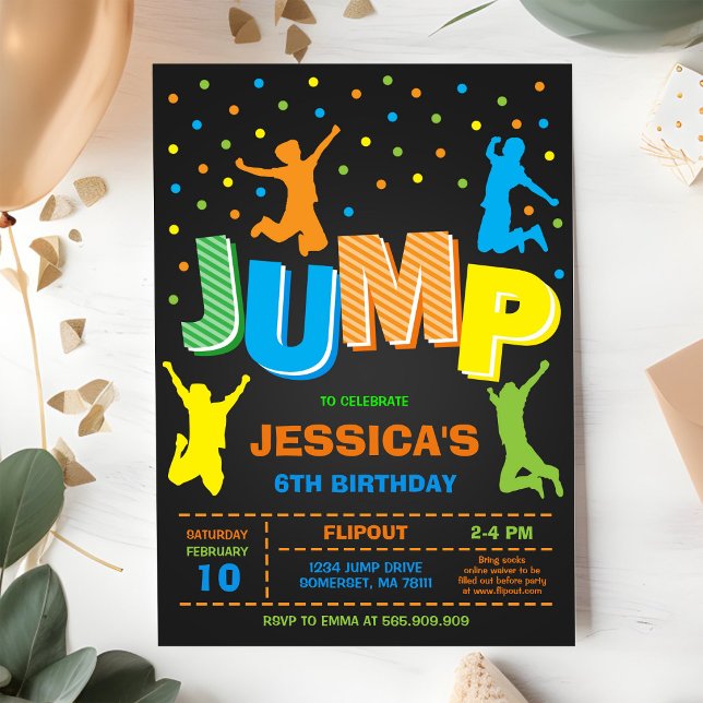 Invitación de cumpleaños para saltar y jugar (Subido por el creador)