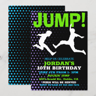 Invitación de cumpleaños para saltar y jugar en tr