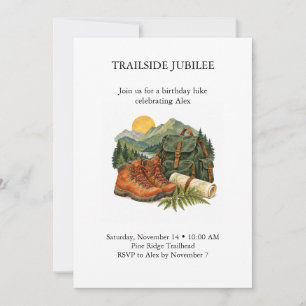 Invitación de cumpleaños para senderismo Trailside