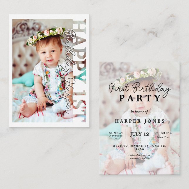 Invitación de cumpleaños para sesión de fotos del  (Anverso / Reverso)
