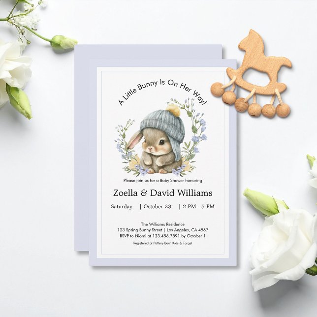 Invitación de Cumpleaños para Shower de Bebé de Ja (Cute Bunny Garden Spring Baby Shower Invitation 2)