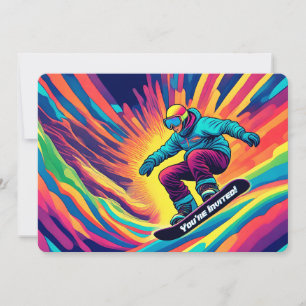 Invitación de cumpleaños para Snowboard psicodélic
