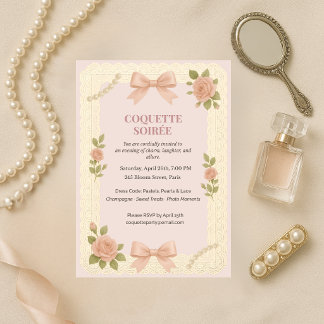 Invitación de cumpleaños para Soirée Coquette Rosa