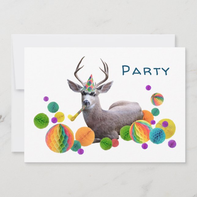 Invitación de cumpleaños para stag (Anverso)