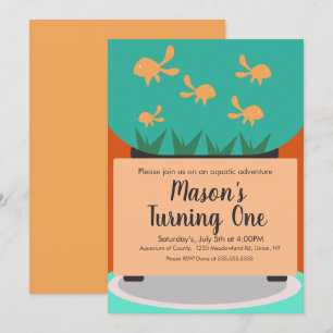 Invitación de cumpleaños para tanque de peces dora