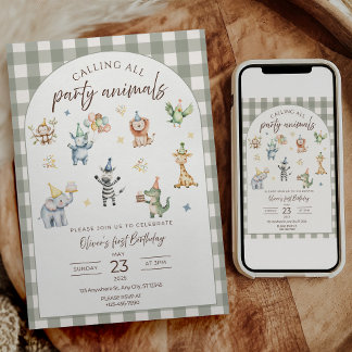 Invitación de cumpleaños para todos los animales d