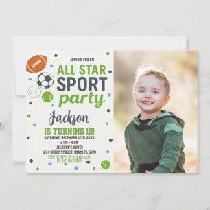 Invitación de cumpleaños para todos los deportes