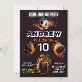 Invitación de cumpleaños para todos los deportes d