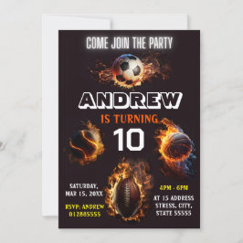 Invitación de cumpleaños para todos los deportes d