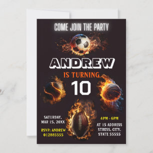 Invitación de cumpleaños para todos los deportes d