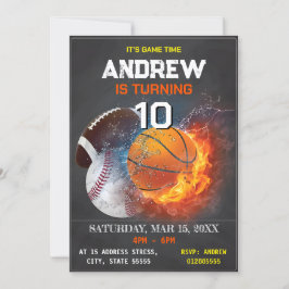 Invitación de cumpleaños para todos los deportes d