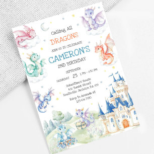 Invitación de cumpleaños para todos los dragones