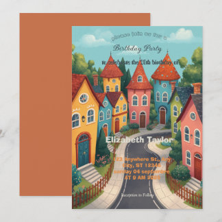 Invitación de cumpleaños para un barrio colorido  