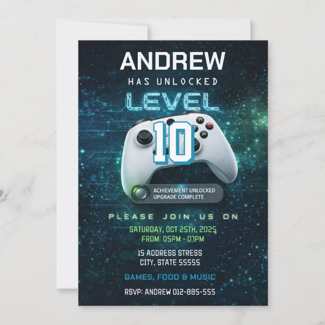 Invitación de cumpleaños para un chico aficionado  (Anverso)