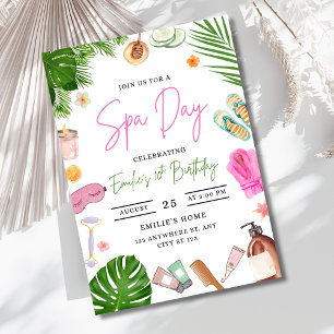 Invitación de cumpleaños para un día de spa, Fiest