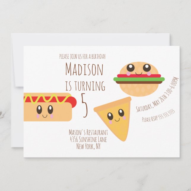 Invitación de cumpleaños para una adorable parrill (Anverso)
