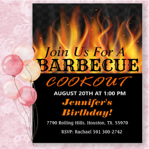 Invitación de Cumpleaños para una Barbacoa en el J