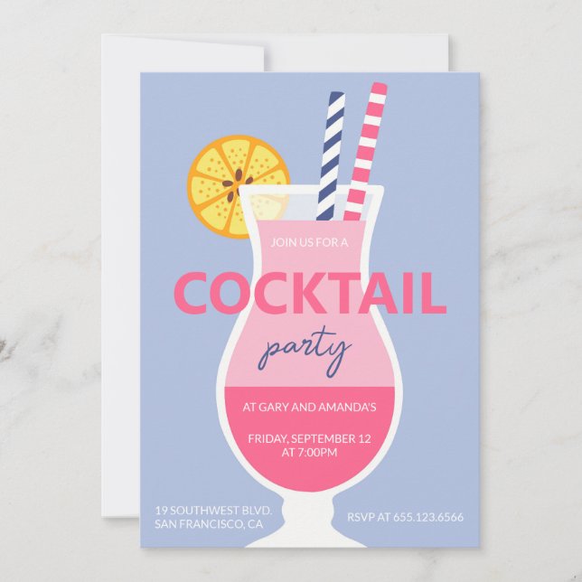 invitación de cumpleaños para una fiesta de cóctel (Anverso)