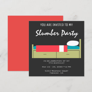 Invitación de cumpleaños para una fiesta de pijama