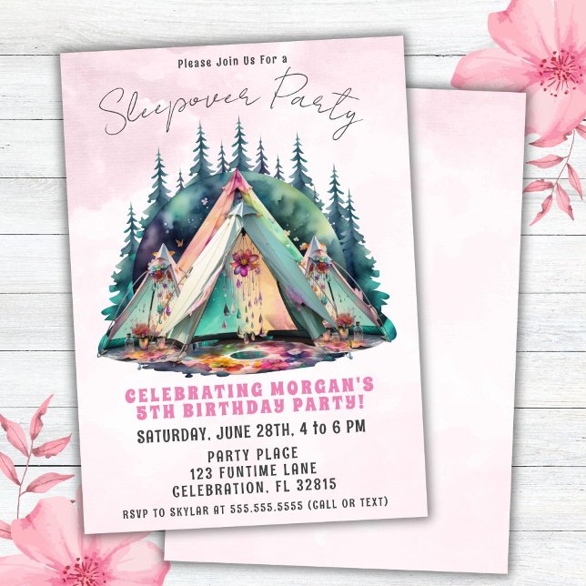 Invitación de cumpleaños para una fiesta de pijama (Subido por el creador)