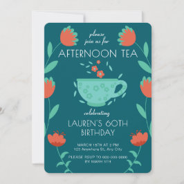 Invitación de cumpleaños para una fiesta de té por