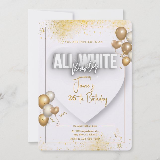 Invitación de cumpleaños para una fiesta toda de b (Anverso)