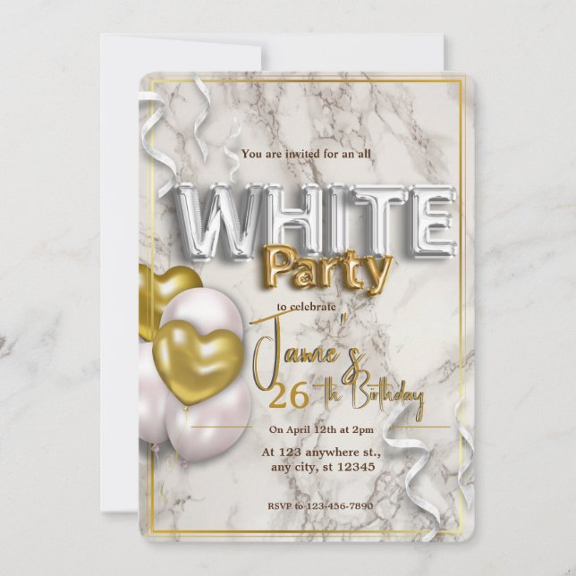 Invitación de cumpleaños para una fiesta toda de b (Anverso)