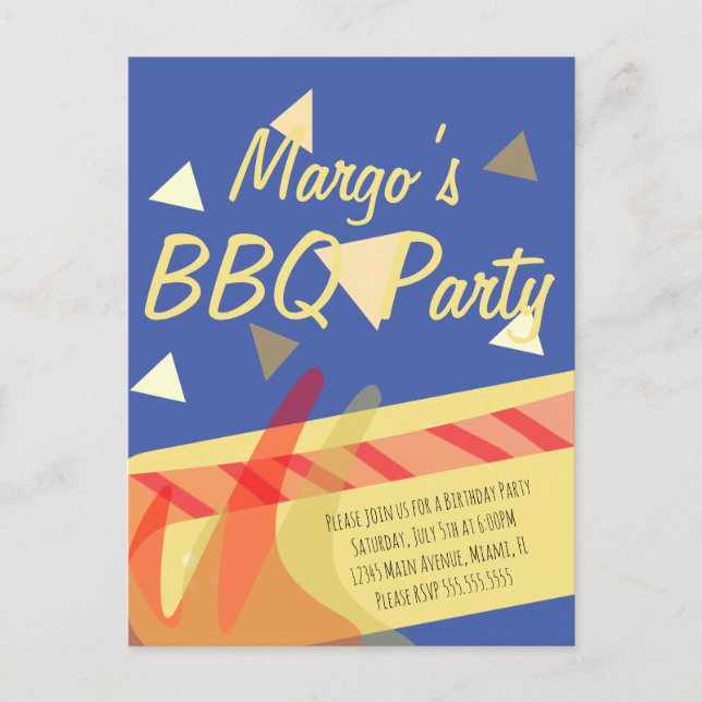 Invitación de cumpleaños para una parrillada de ho (Anverso)