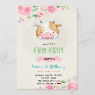 Invitación de cumpleaños para vacas vacas